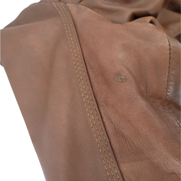 Guess Brown Leather Jacket Size Large – Moto Zip Style - Picture 3 of 6